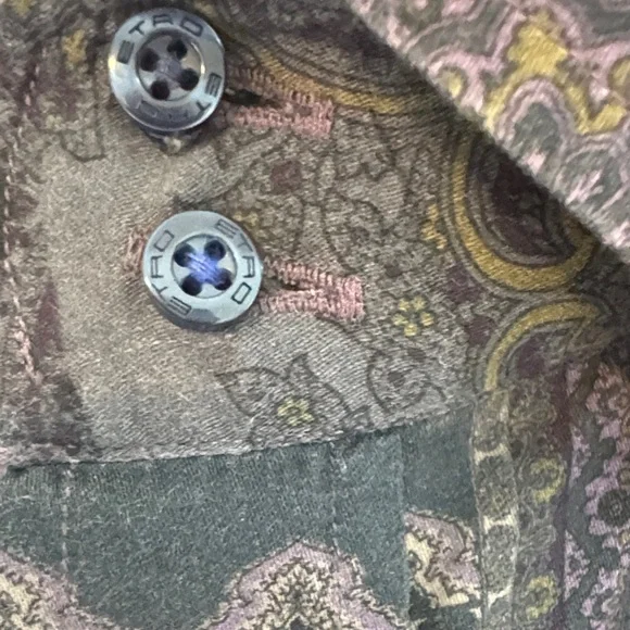 Etro Paisley Patterned Shirt in Purple and Gray Size 44